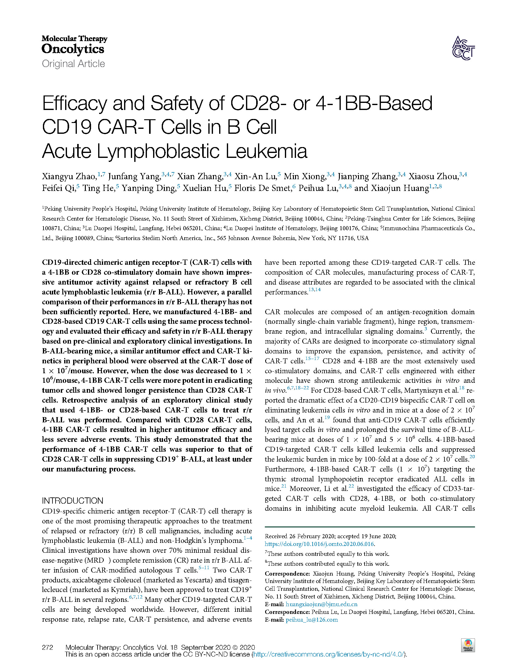 2020-Efficacy and Safety of CD28- or 4-1BB-Based CD19 CAR-T Cells in B Cell Acute Lymphoblastic Leukemia.jpg