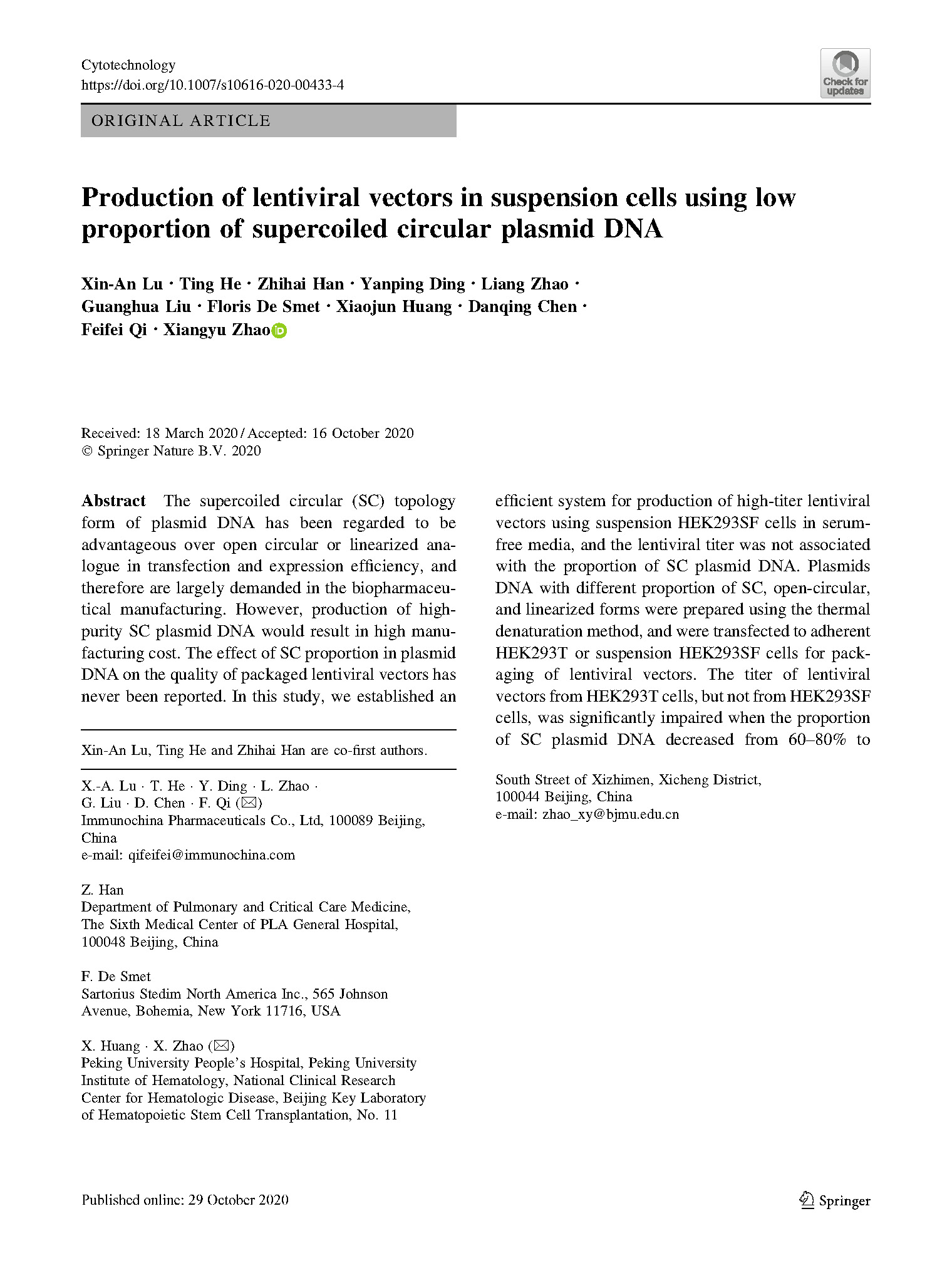 2020-Production of lentiviral vectors in suspension cells using low proportion of supercoiled circular plasmid DNA.jpg